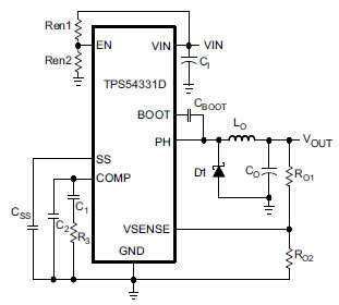 Texas Instruments nonsynchronous buck converter TPS54331 Texas Instruments nonsynchronous buck converter TPS54331